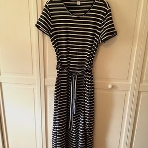 Navy blue and white stripe t-shirt dress, size L